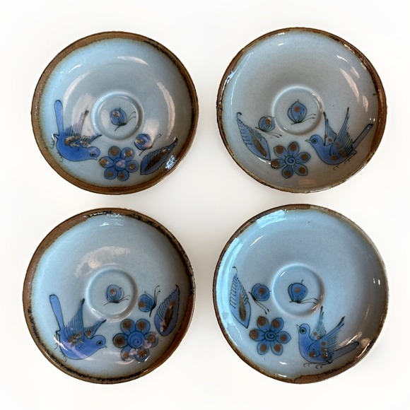 Ken Edwards Other - VTG Ken Edwards Tonala El Palomar Saucer Plates Set Of 4 Blue Bird Mexican Folk